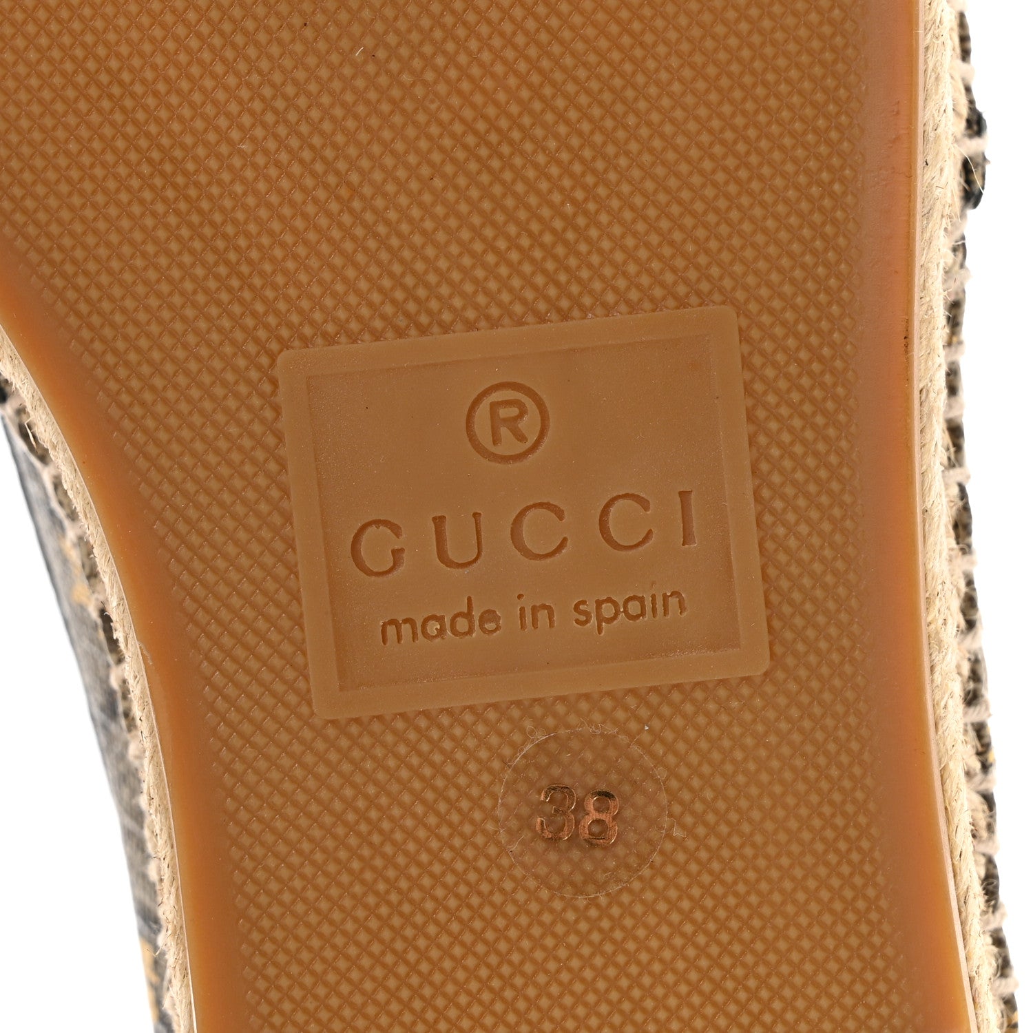 Gucci GG Supreme Monogram Bees Espadrille Flats 38 Beige Ebony Oro Black 7 of 9