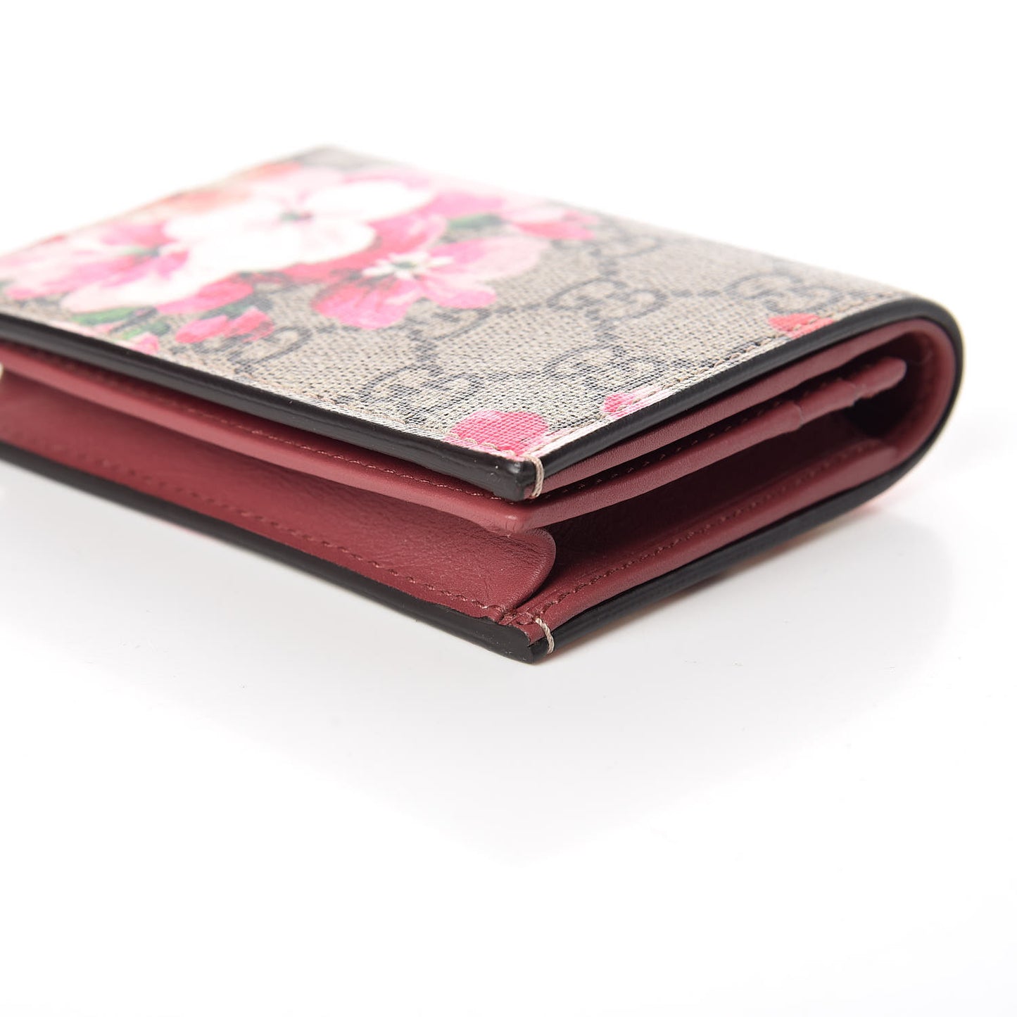 GG Supreme Monogram Blooms Card Case Beige Multicolor Dry Rose