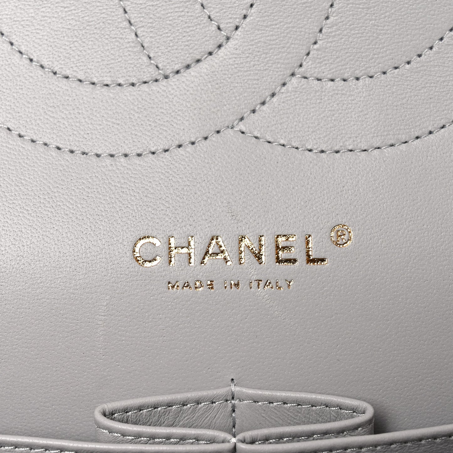 Caviar Quilted Jumbo Double Flap Grey