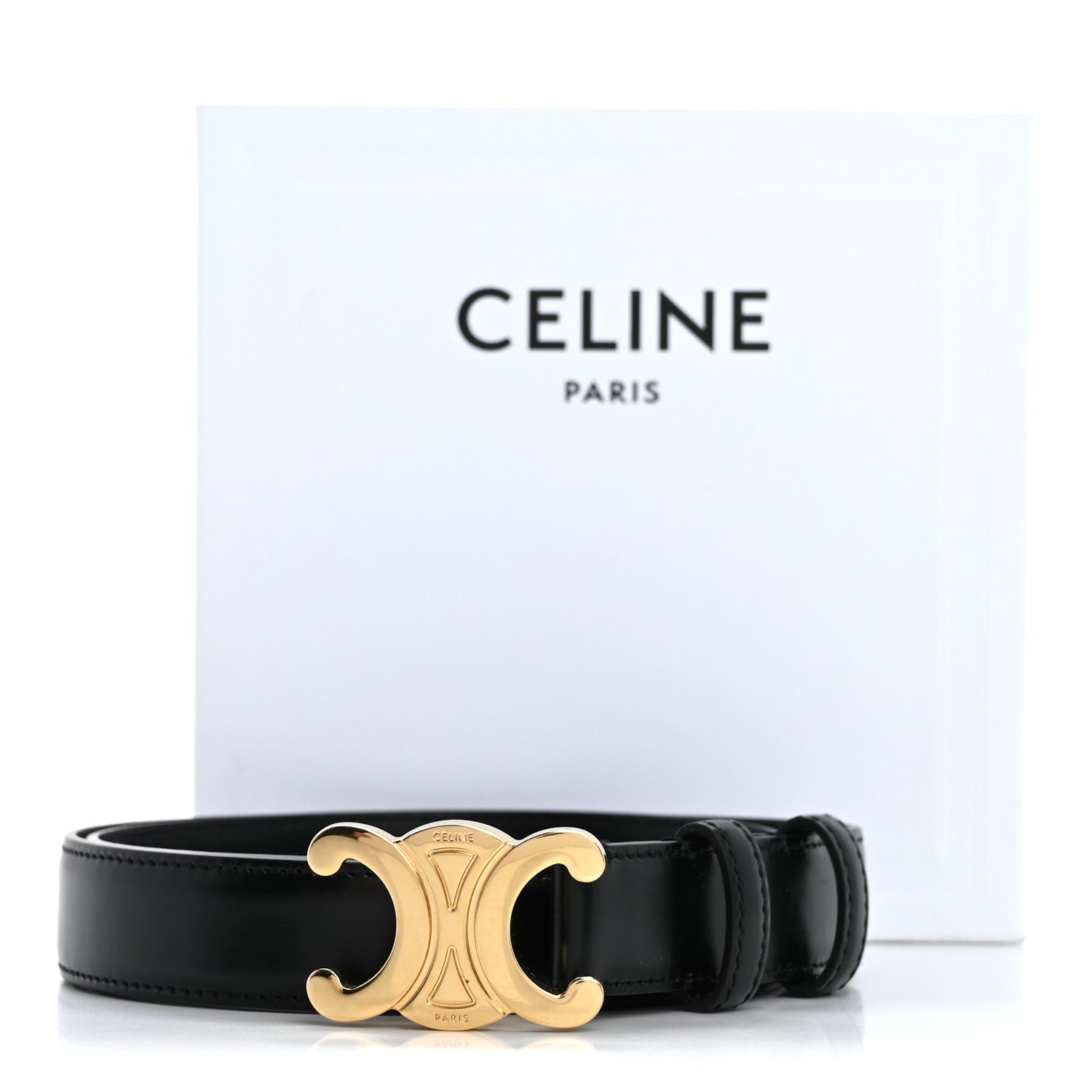 Celine Taurillon Calfskin Medium Triomphe Belt 75 30 Black 8 of 8