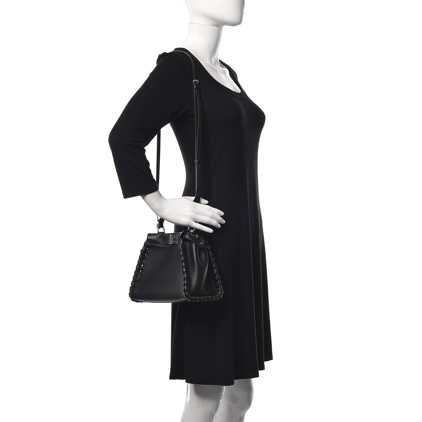 Nappa Lace Up Mini Peekaboo Iconic Satchel Black
