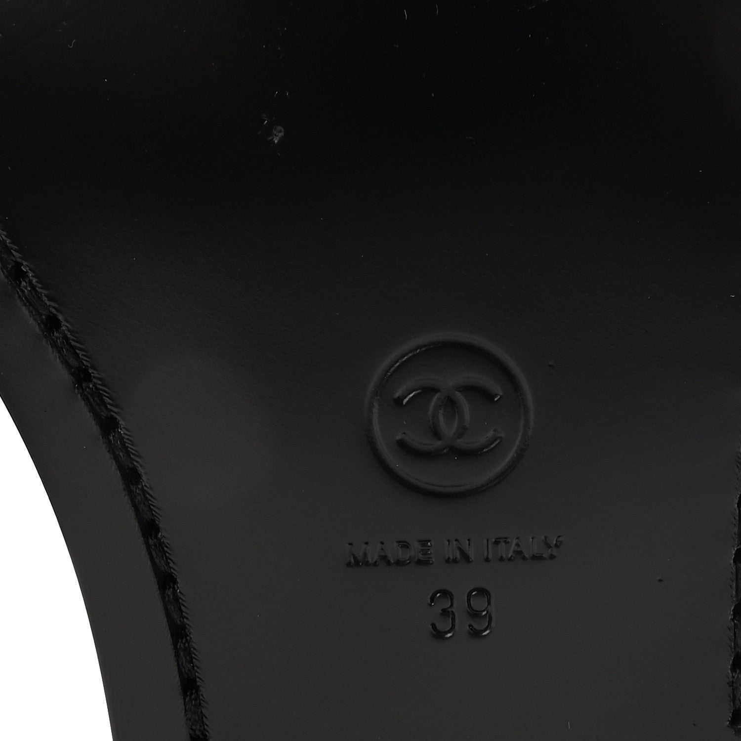 Chanel Shiny Calfskin Logo Loafers 39 Black 7 of 9