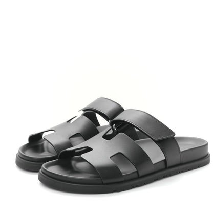 Hermes Calfskin Womens Chypre Sandals 40 Black 4 of 8