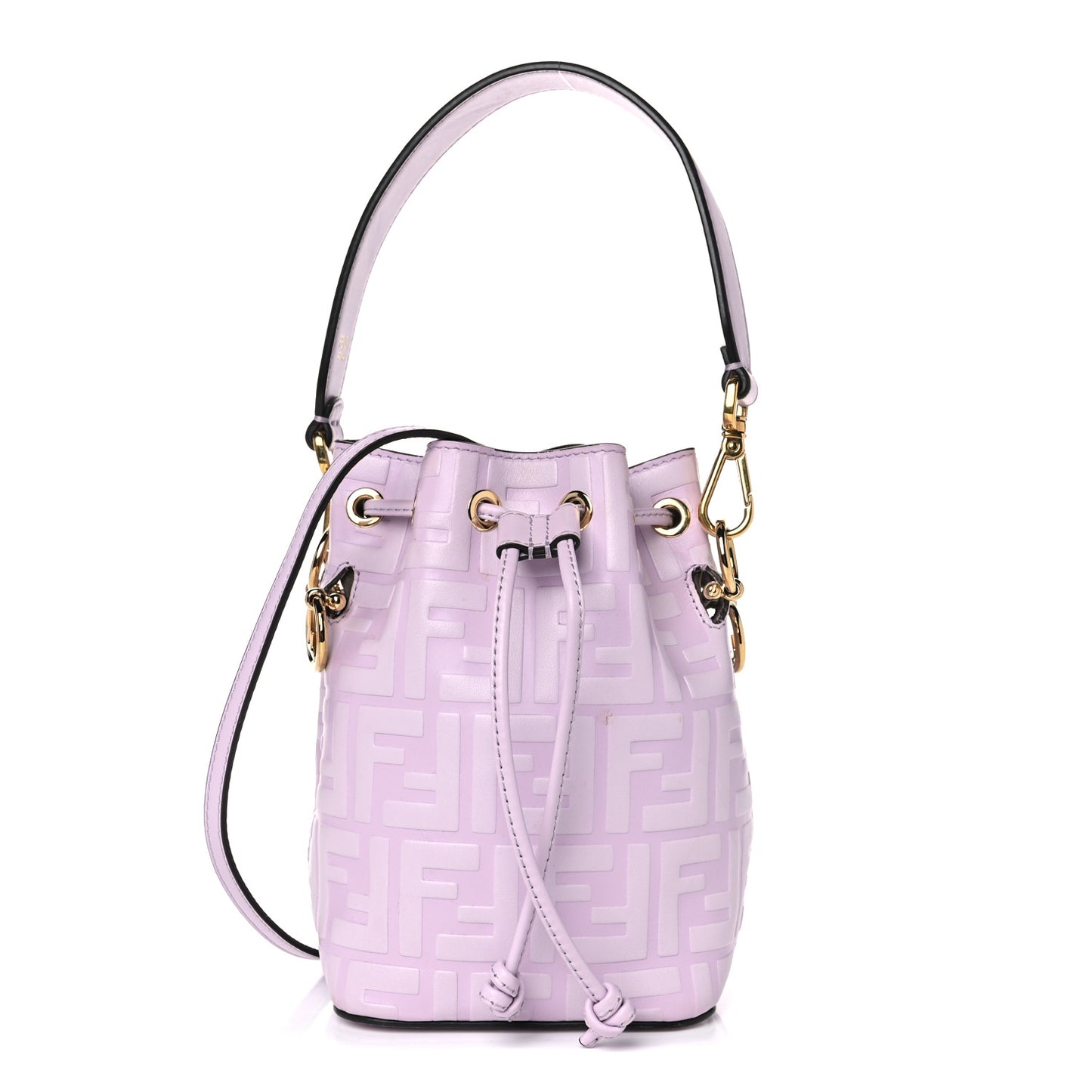 Vitello Termosport F is Fendi FF 1974 Embossed Mini Mon Tresor Bucket Bag Anemone