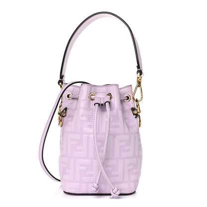 Fendi Vitello Termosport F is Fendi FF 1974 Embossed Mini Mon Tresor Bucket Bag Anemone 1 of 13
