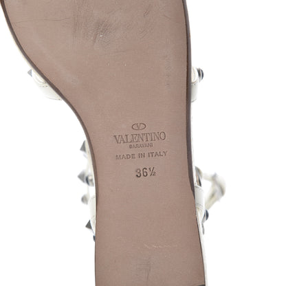 Valentino Garavani Calfskin Onyx Rockstud Rolling Gladiator Flat Sandals 36.5 Light Ivory 6 of 11