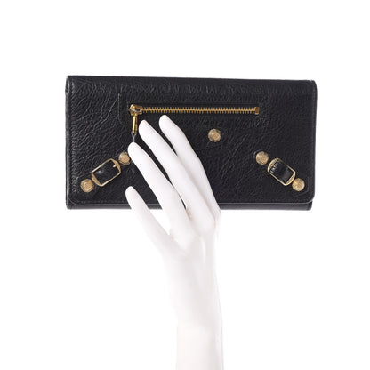 Balenciaga Agneau Giant 12 Gold Hardware Money Wallet Black 2 of 8