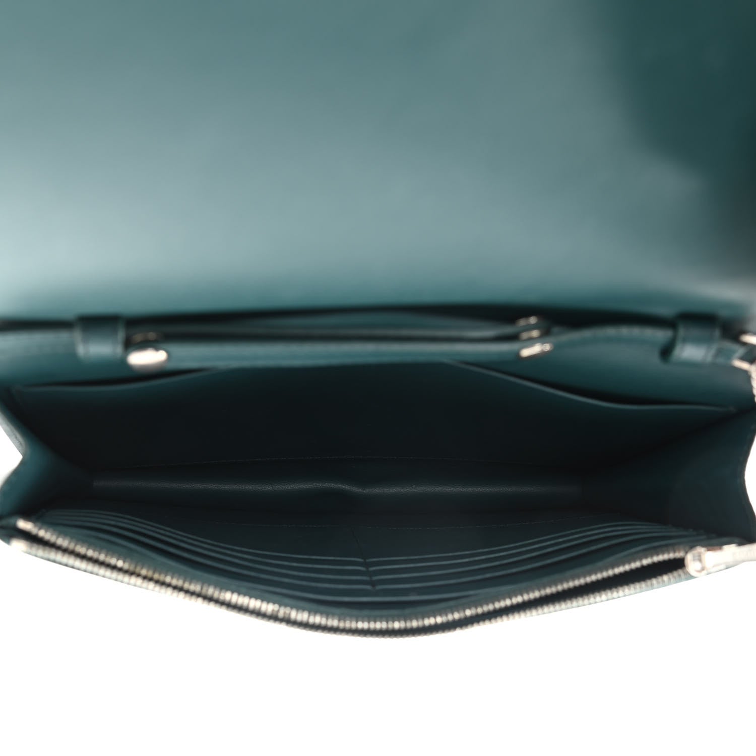 Celine Smooth Lambskin Frame Evening Chain Clutch Mineral Dark Green 5 of 19