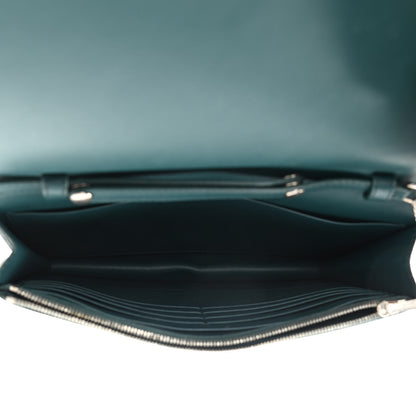 Celine Smooth Lambskin Frame Evening Chain Clutch Mineral Dark Green 5 of 19