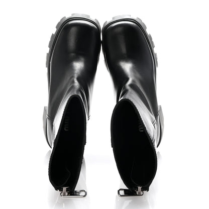 Miu Miu Calfskin Zip Lug Sole Boots 35 Black 2 of 9