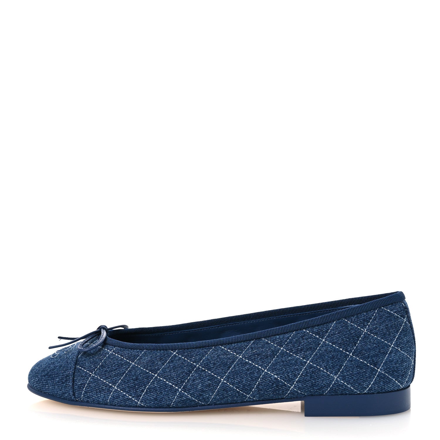 Chanel Washed Denim Quilted Cap Toe CC Ballerina Flats 40.5 Blue 1 of 11