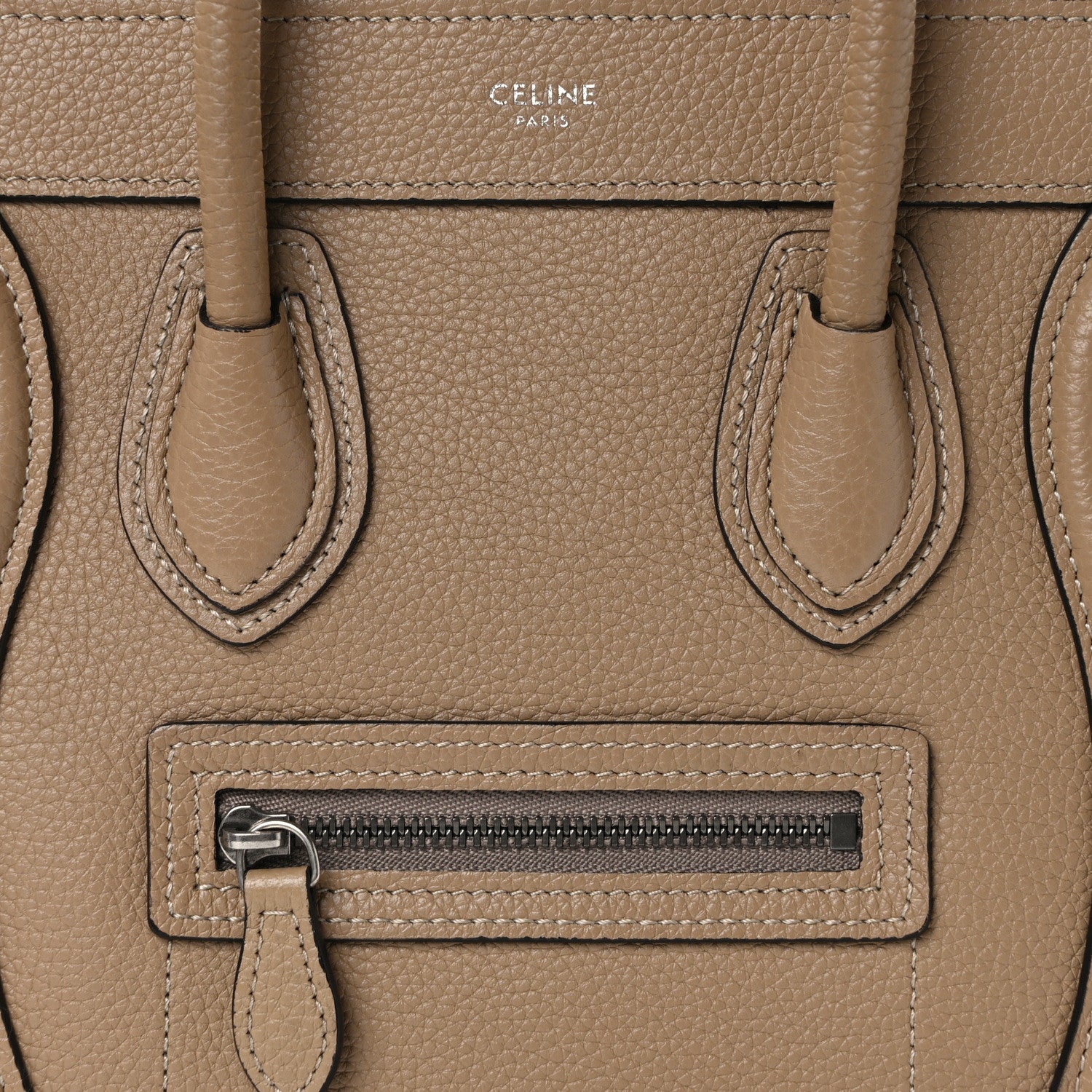 Celine Drummed Calfskin Nano Luggage Dune 8 of 13