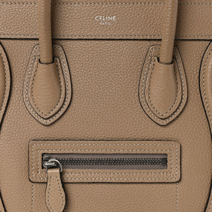 Celine Drummed Calfskin Nano Luggage Dune 8 of 13