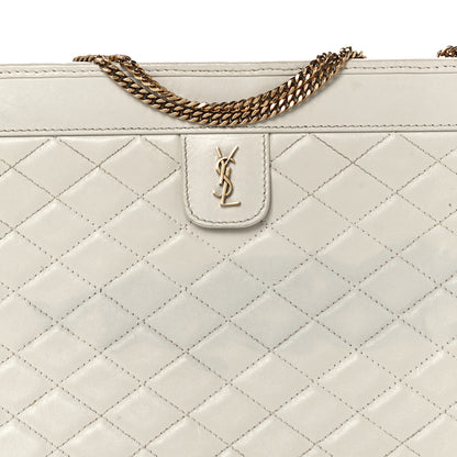 Saint Laurent Lambskin Quilted Monogram Baby Victoire Chain Clutch Blanc Vintage 7 of 11