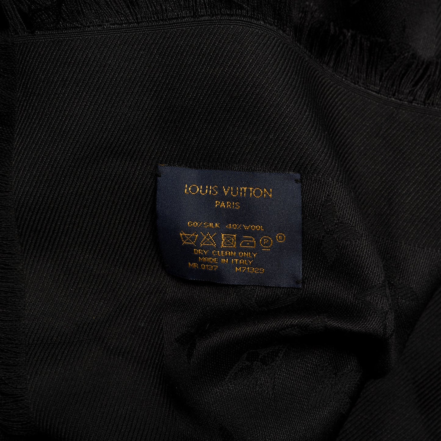 Silk Wool Monogram Shawl Black