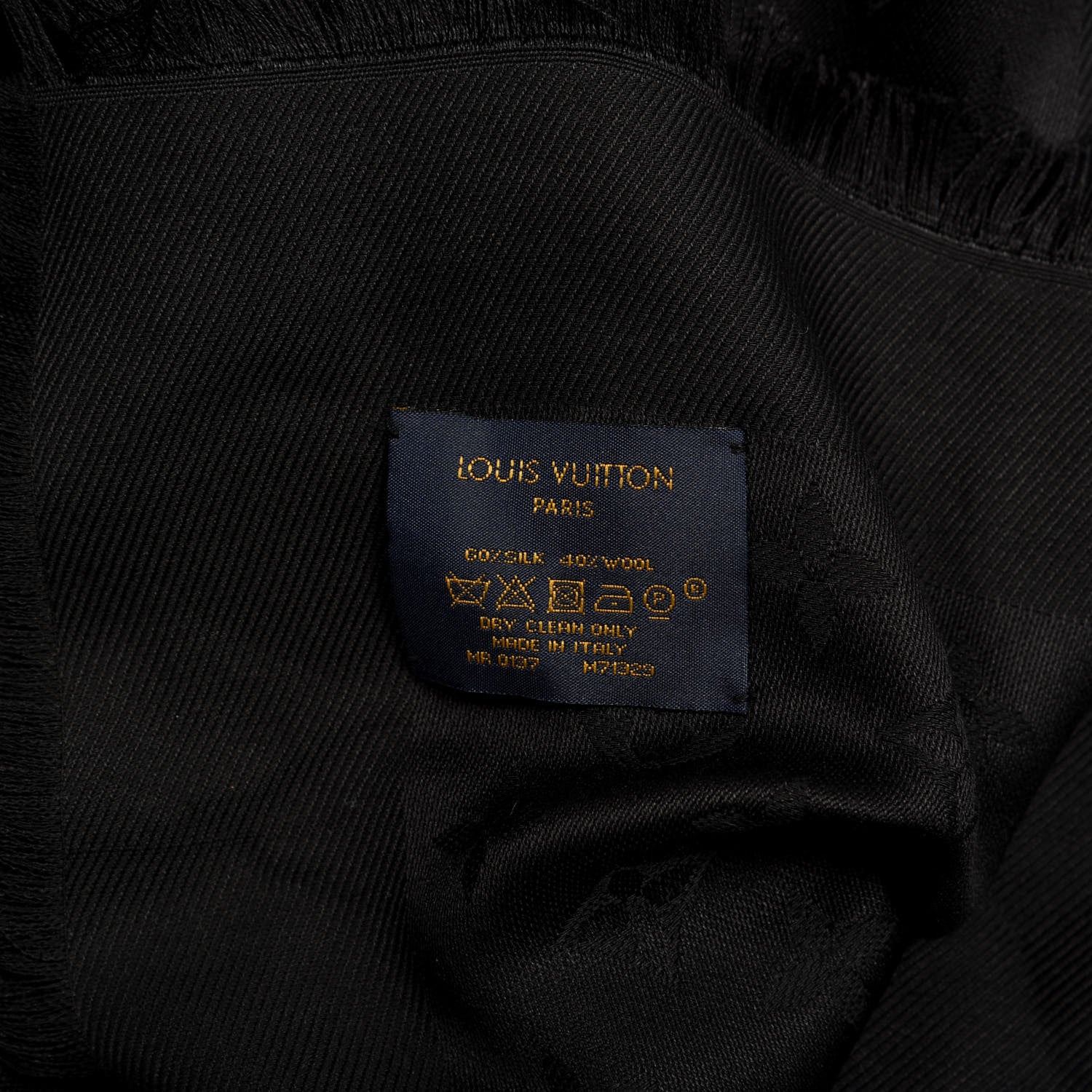 Louis Vuitton Silk Wool Monogram Shawl Black 3 of 3