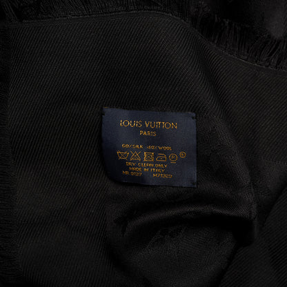 Louis Vuitton Silk Wool Monogram Shawl Black 3 of 3