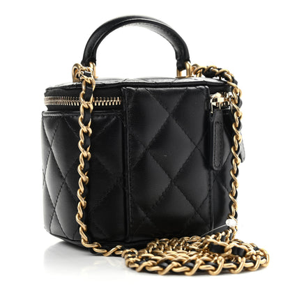 Chanel Lambskin Quilted Top Handle Mini Vanity Case With Chain Black 3 of 11