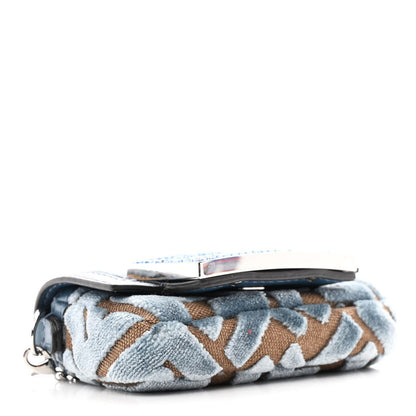 Fendi Velvet Jacquard FF Crystal Nano Baguette Charm Anice 4 of 10