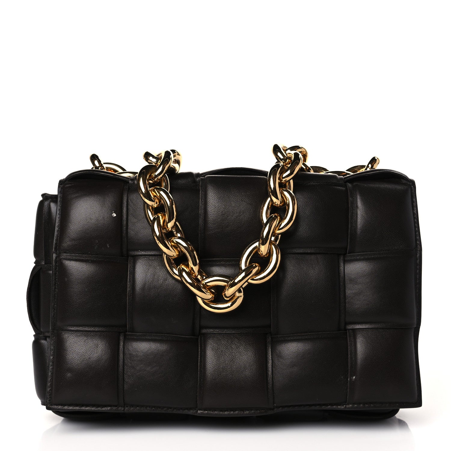 Bottega Veneta Lambskin Maxi Intreccio Padded Chain Cassette Crossbody Bag Black 1 of 12