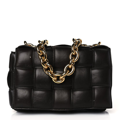 Bottega Veneta Lambskin Maxi Intreccio Padded Chain Cassette Crossbody Bag Black 1 of 12