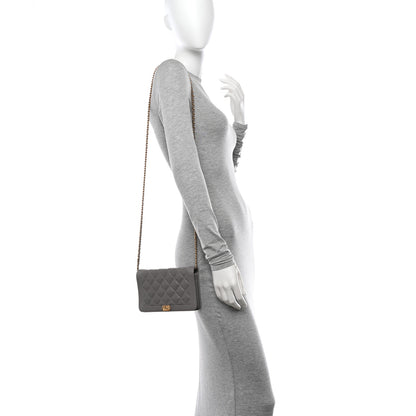 Chanel Caviar Quilted Boy Wallet On Chain WOC Grey 2 of 13