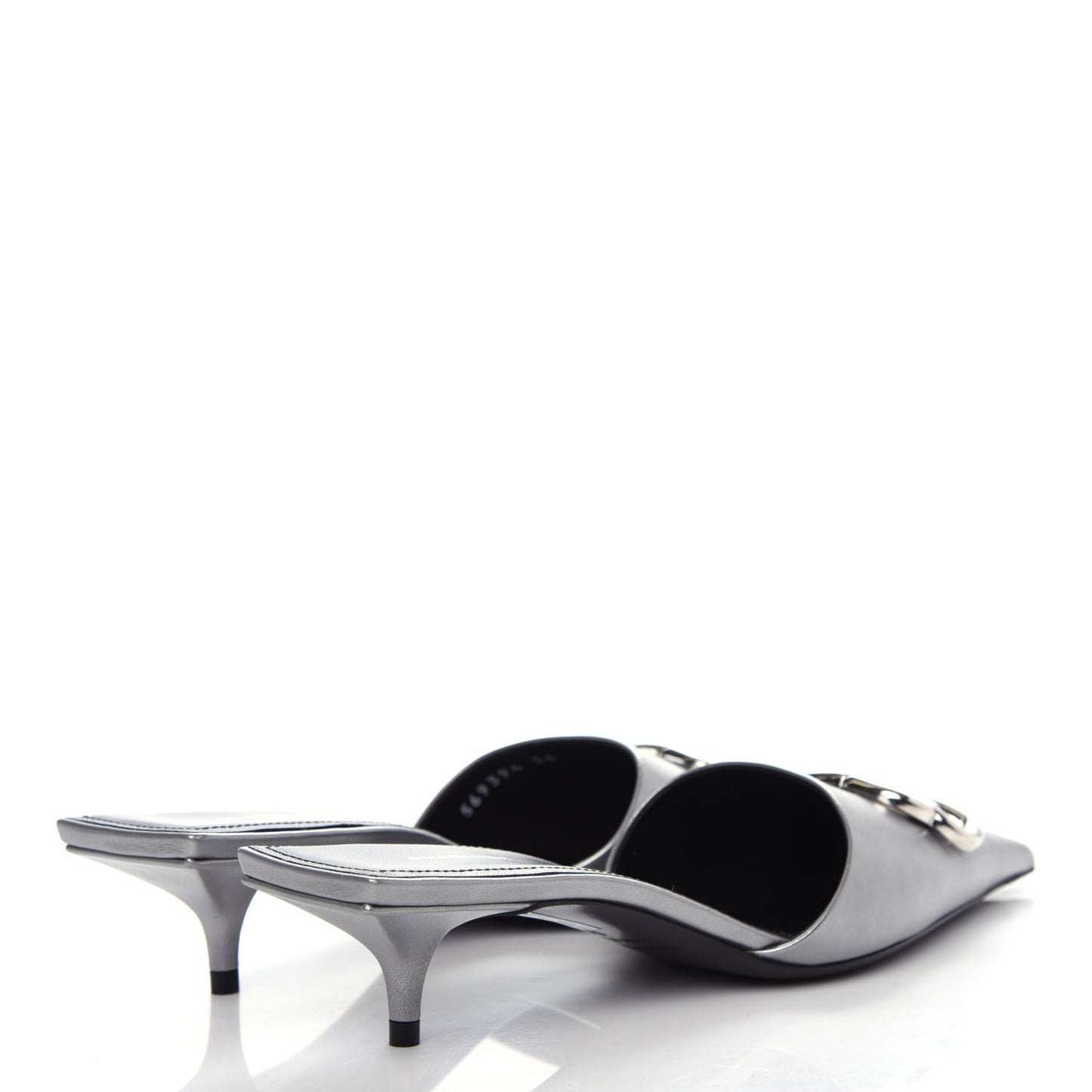 Calfskin BB Pointy Toe Mule 36 Gray