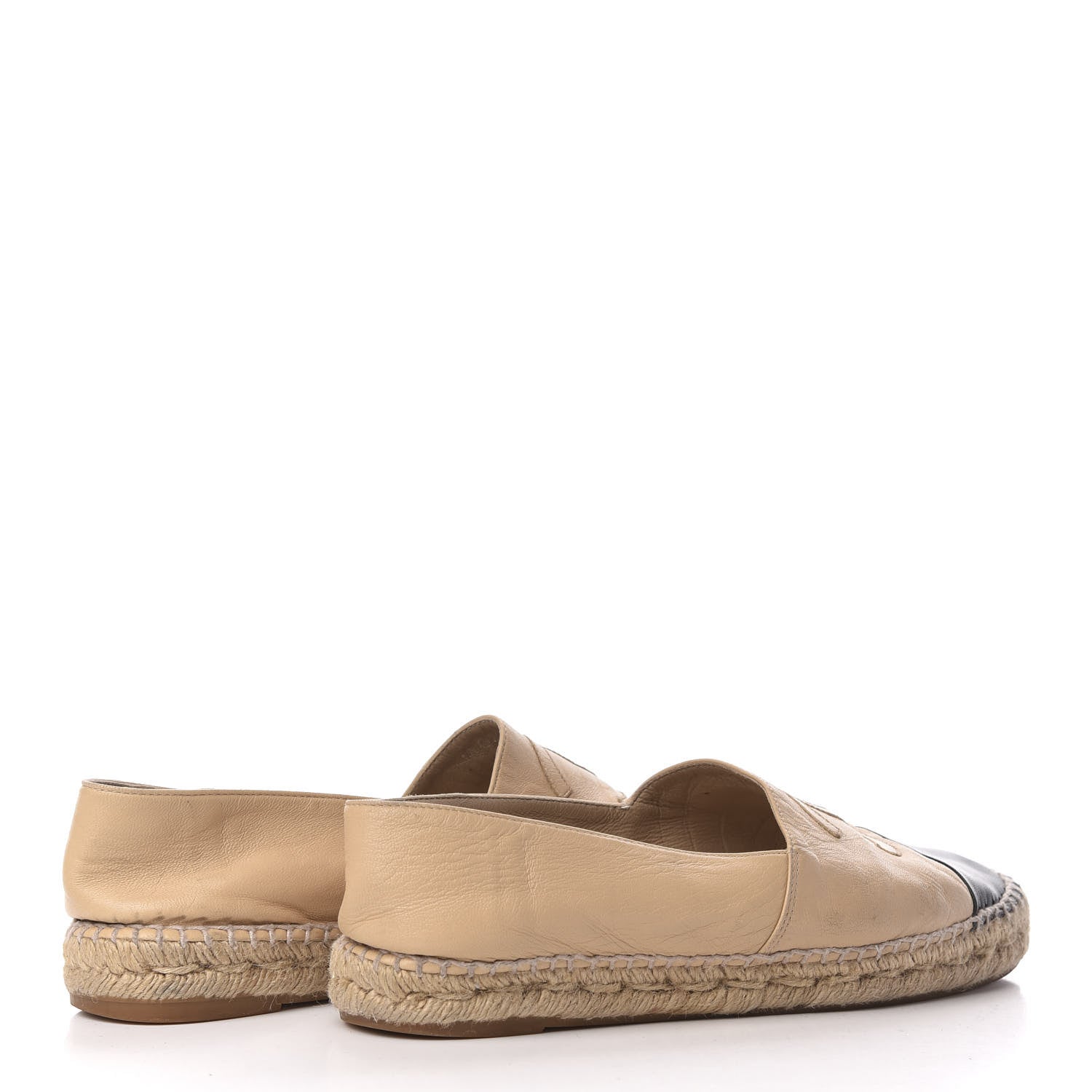 Chanel Lambskin CC Espadrilles 38 Beige Black 4 of 13
