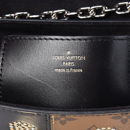 Louis Vuitton Calfskin Reverse Monogram Studded Twist Shoulder Bag MM Black Gold 6 of 14