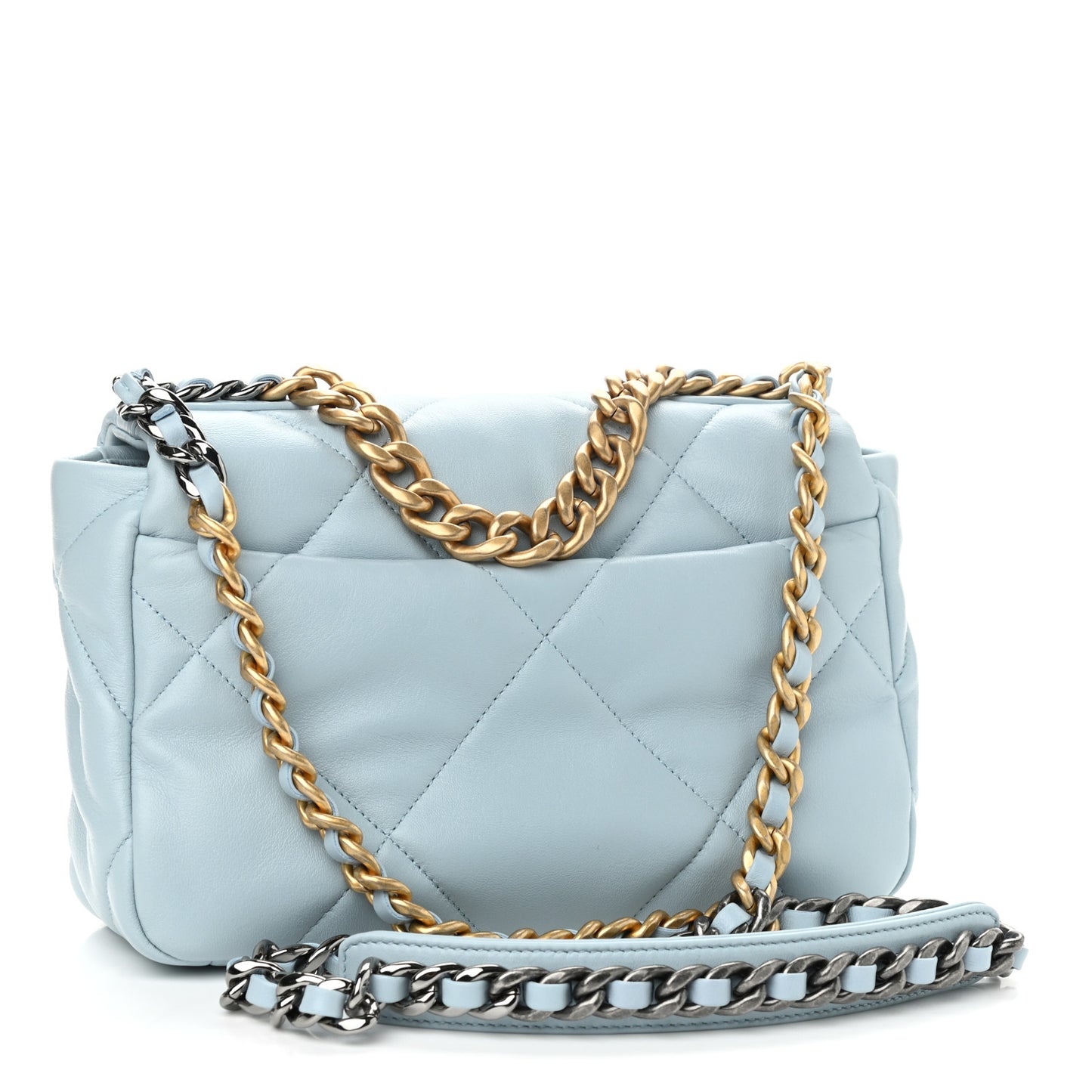 Lambskin Quilted Medium Chanel 19 Flap Light Blue