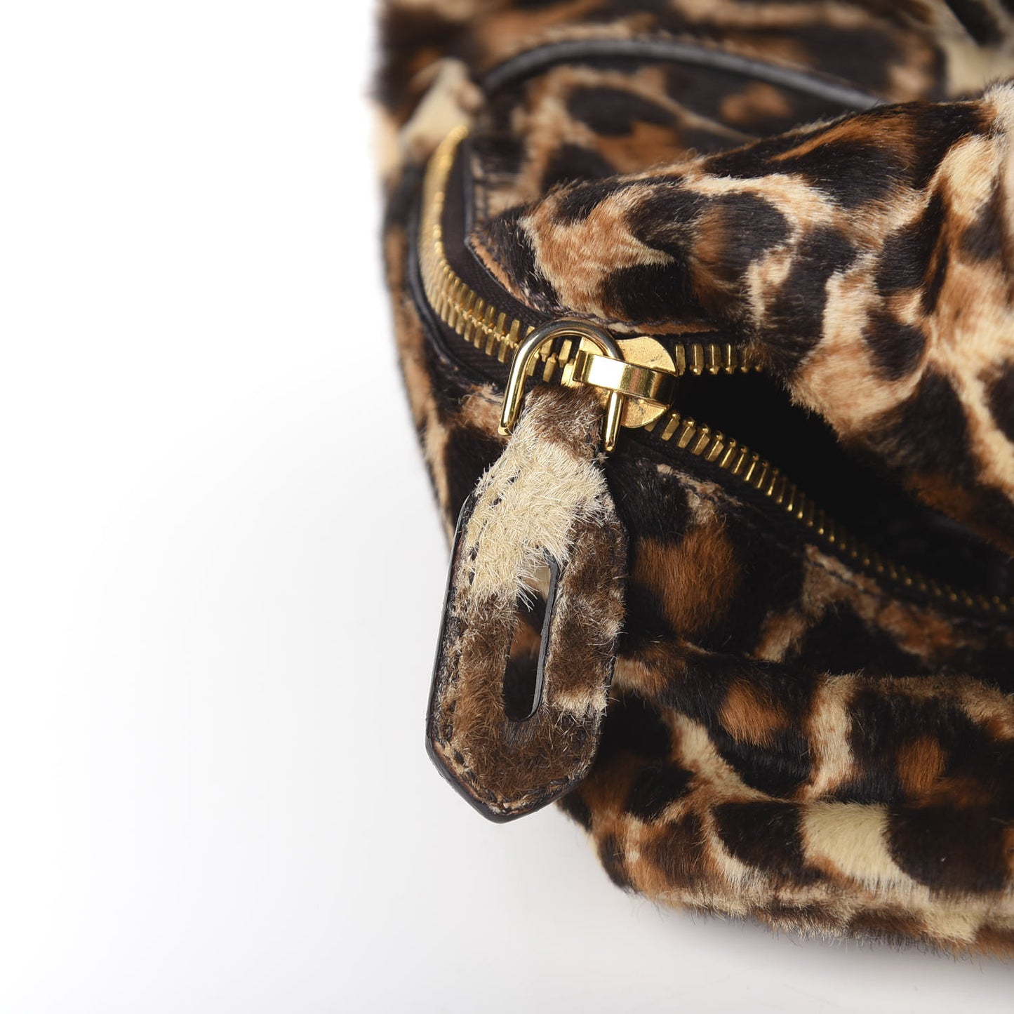 Calf Hair Leopard Print Shoulder Bag Avorio