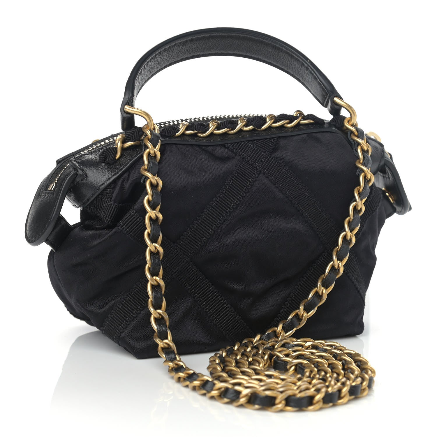 Chanel Nylon Grosgrain Quilted Lifestyle Clutch with Chain Black 3 of 10