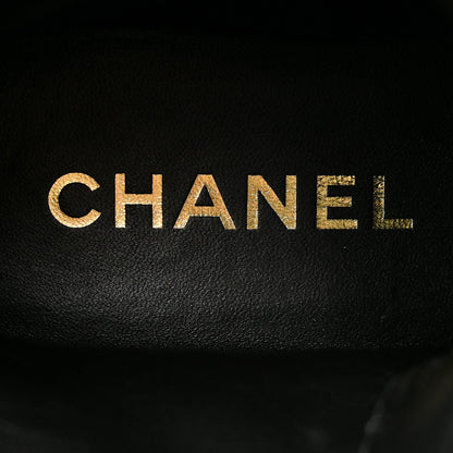 Chanel Calfskin CC Lace Up Combat Boots 38 Black 7 of 16