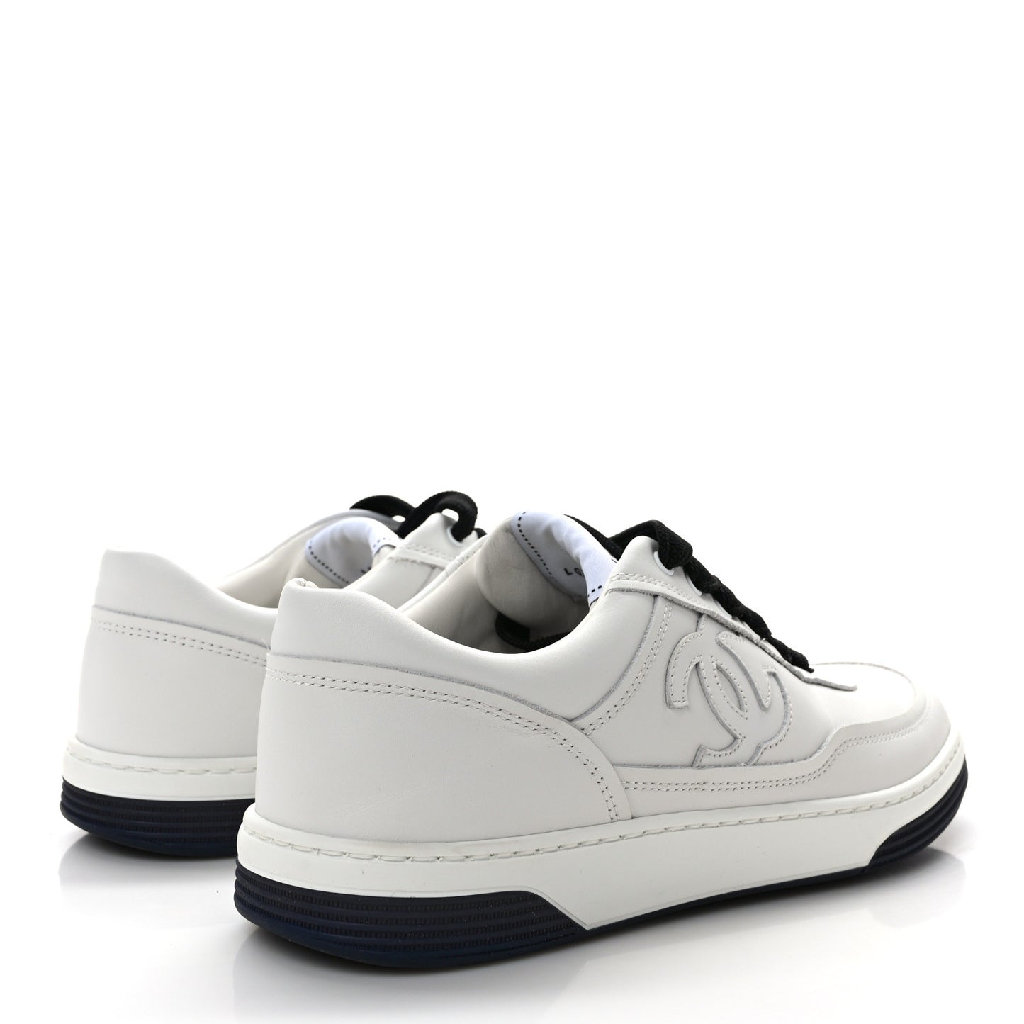 Calfskin CC Womens Sneakers 37.5 White Black