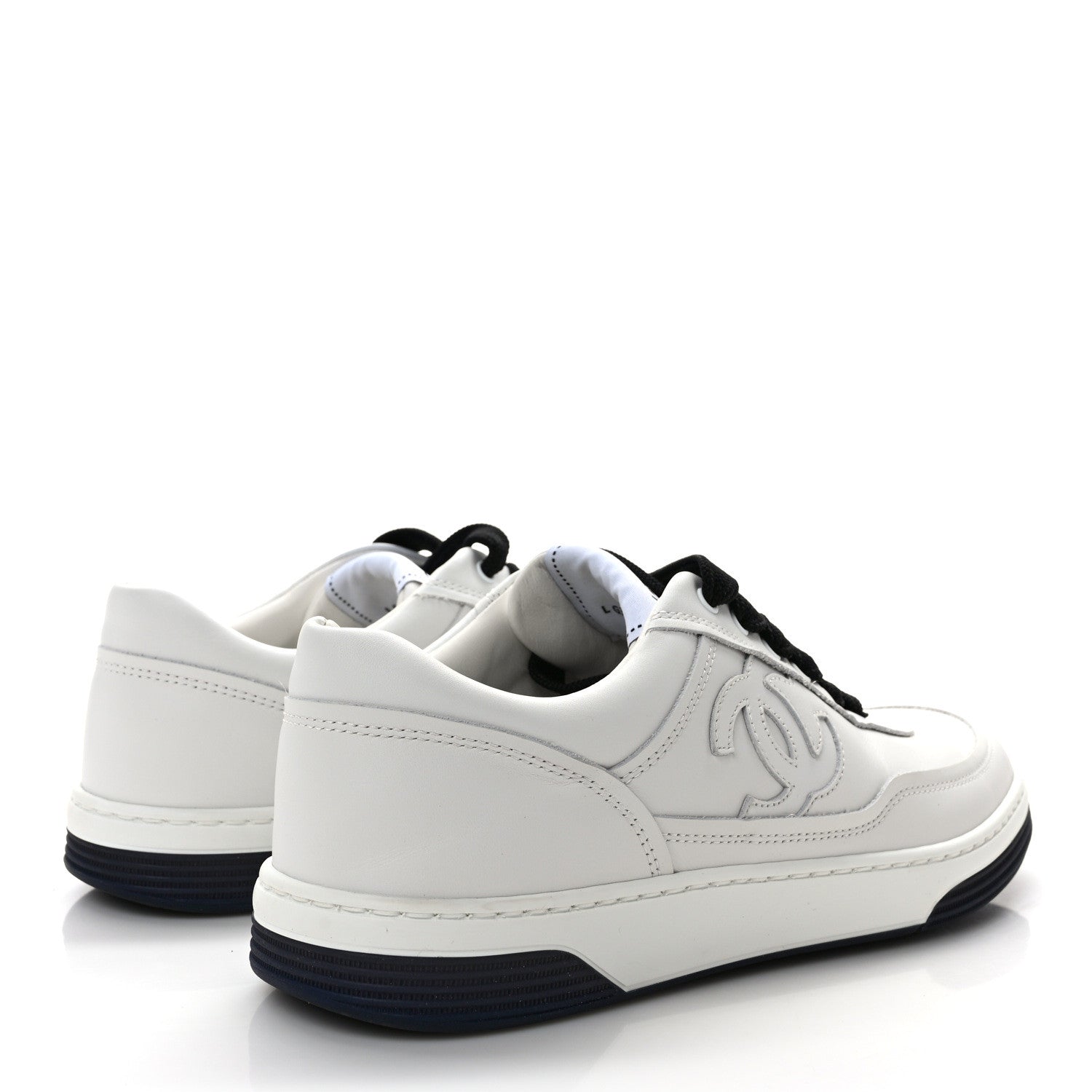 Chanel Calfskin CC Womens Sneakers 37.5 White Black 4 of 6