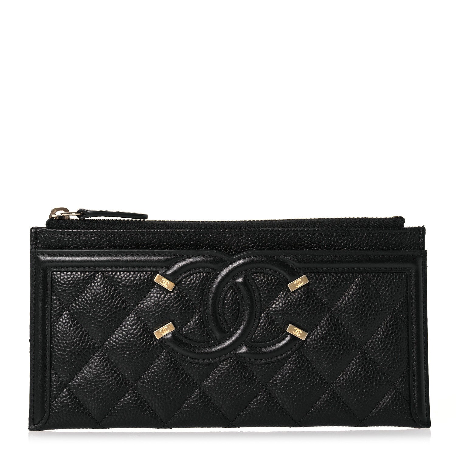Chanel Caviar Quilted Filigree Zip Pouch Black 1 of 9