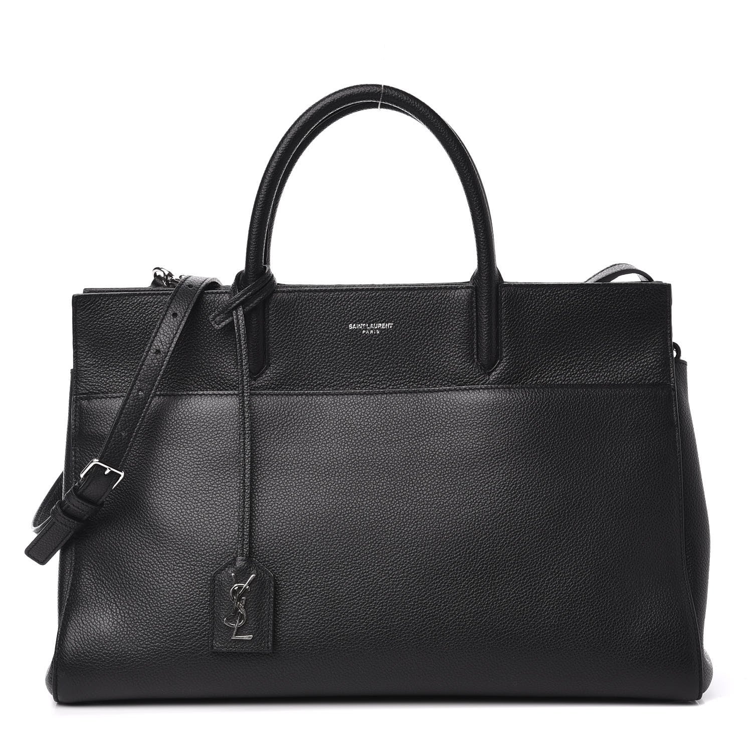 Saint Laurent Grained Calfskin Medium Rive Gauche Cabas Black 1 of 11