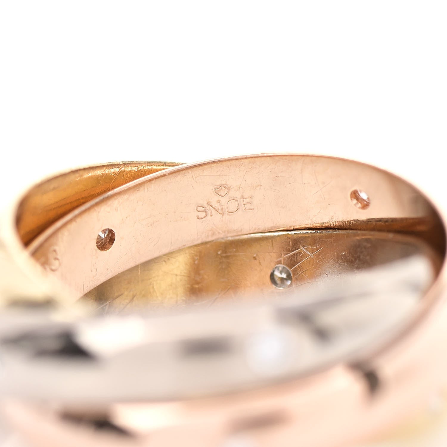 Cartier 18K Pink Yellow White Gold Diamond Medium Trinity Ring 53 6.25 5 of 5