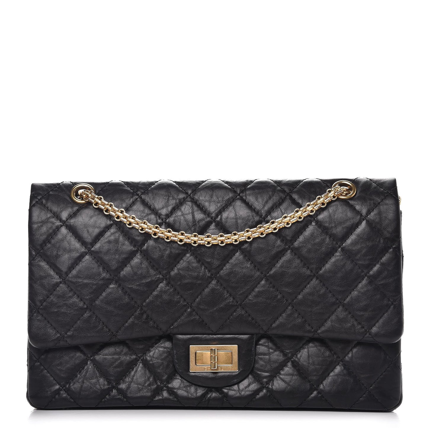 Aged Calfskin Quilted 2.55 Reissue 227 Flap Black