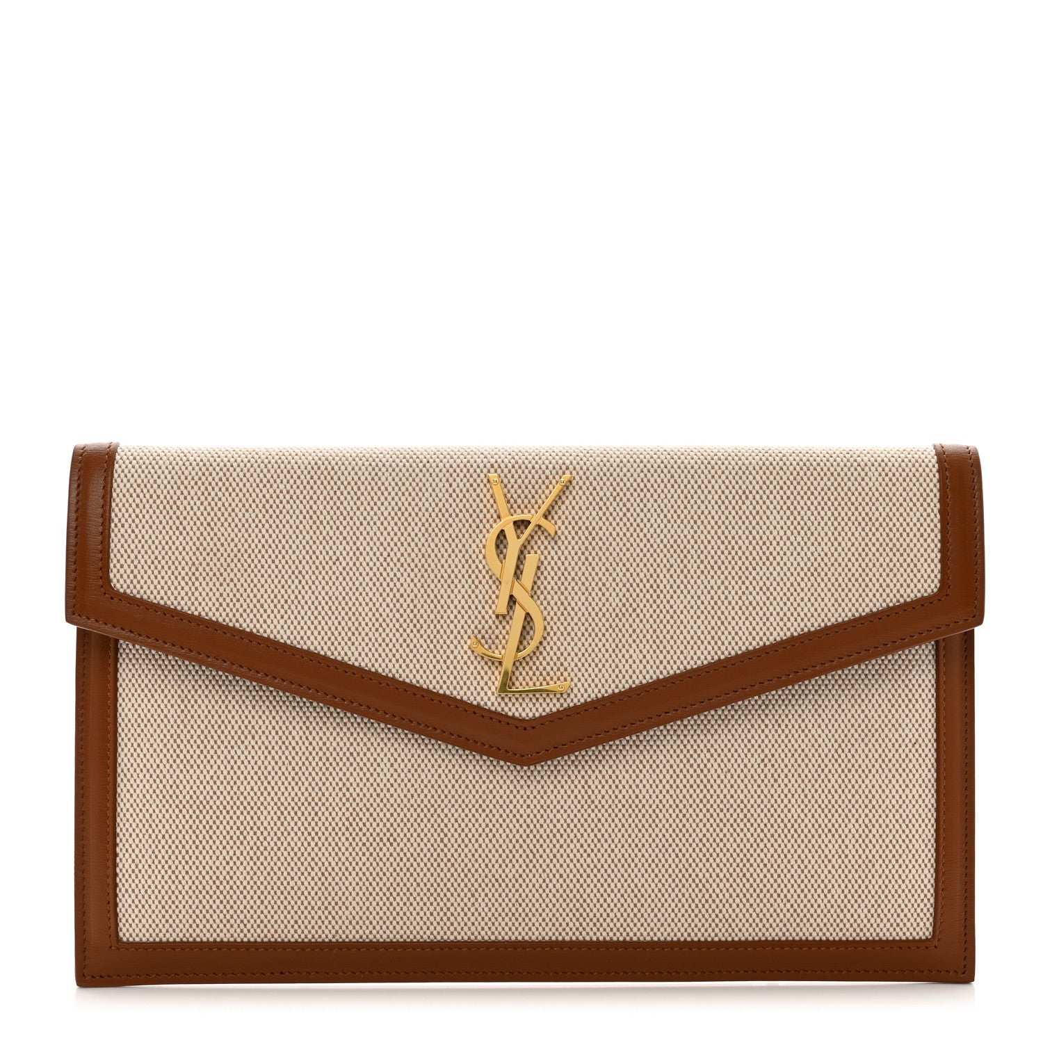 Saint Laurent Canvas Uptown Pouch Natural Beige Brick 1 of 8