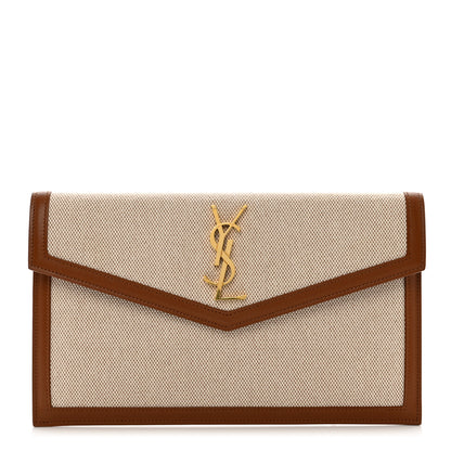 Saint Laurent Canvas Uptown Pouch Natural Beige Brick 1 of 8