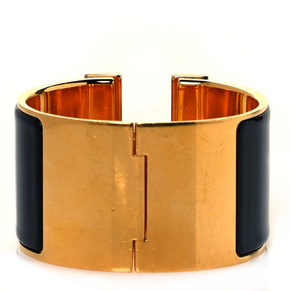 Hermes Enamel Extra Wide Clic H Bracelet PM Black 4 of 9
