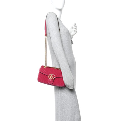 Gucci Velvet Matelasse Small GG Marmont Shoulder Bag Light Raspberry Rose 2 of 10