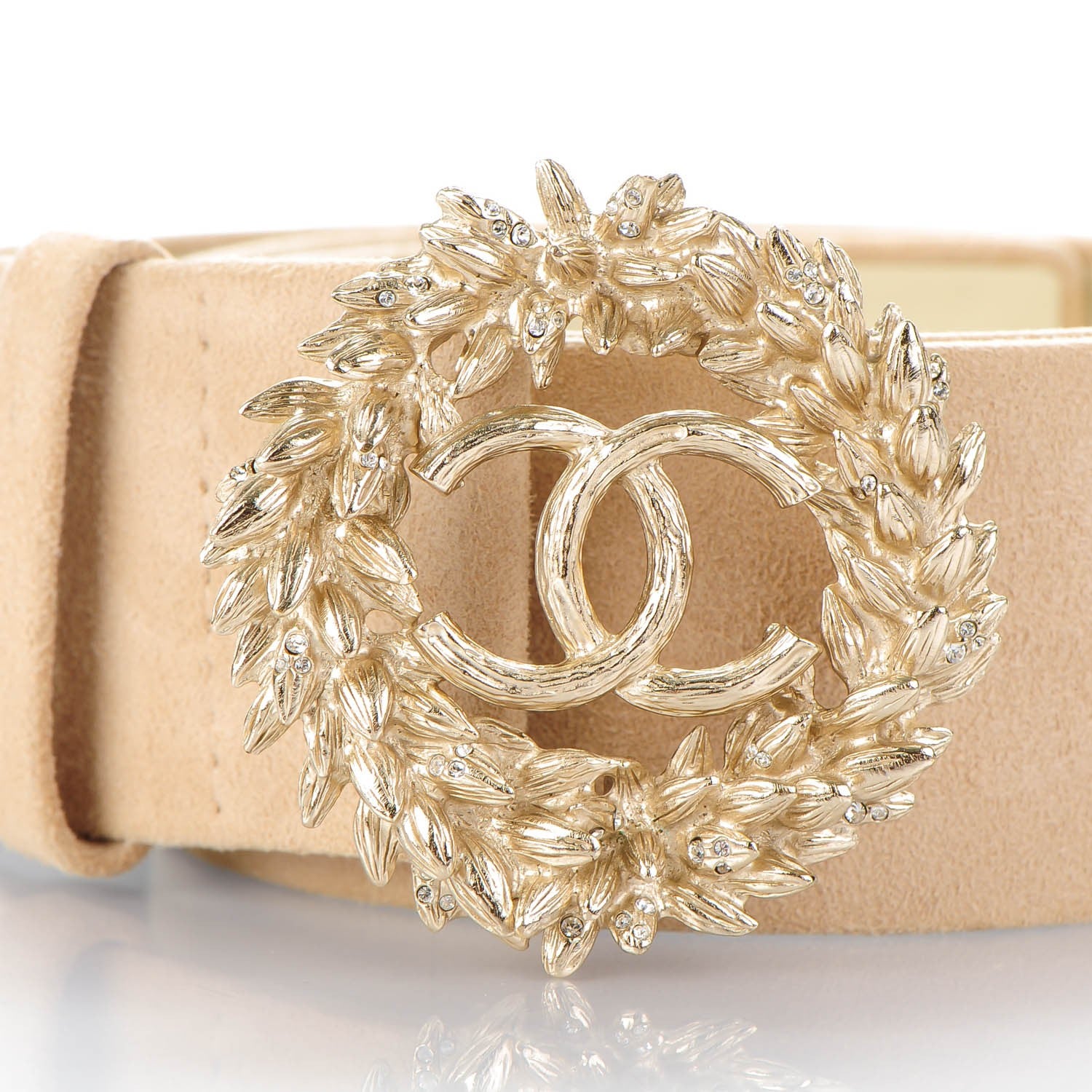 Chanel Suede CC Belt 85 34 Beige Clair 3 of 9