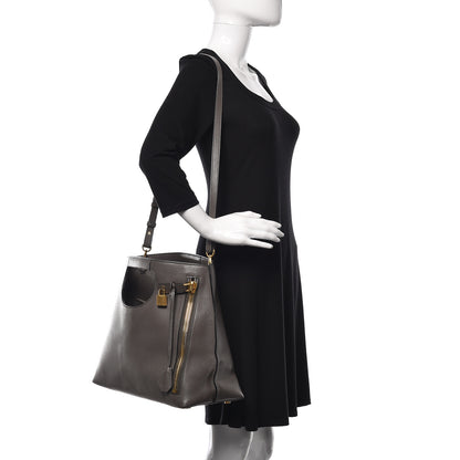 Tom Ford Grained Calfskin Alix Padlock Zip Tote Graphite 2 of 12