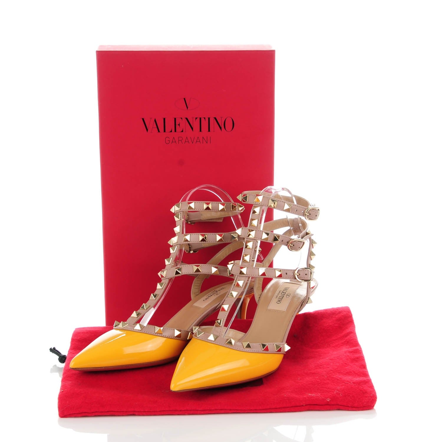 Valentino Garavani Patent Nappa Rockstud Ankle Strap 65mm Pumps 36.5 Mandarin Sorbet Poudre 5 of 8