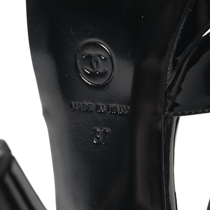 Chanel Patent Cap Toe Slingback Pumps 37 Black White 7 of 8