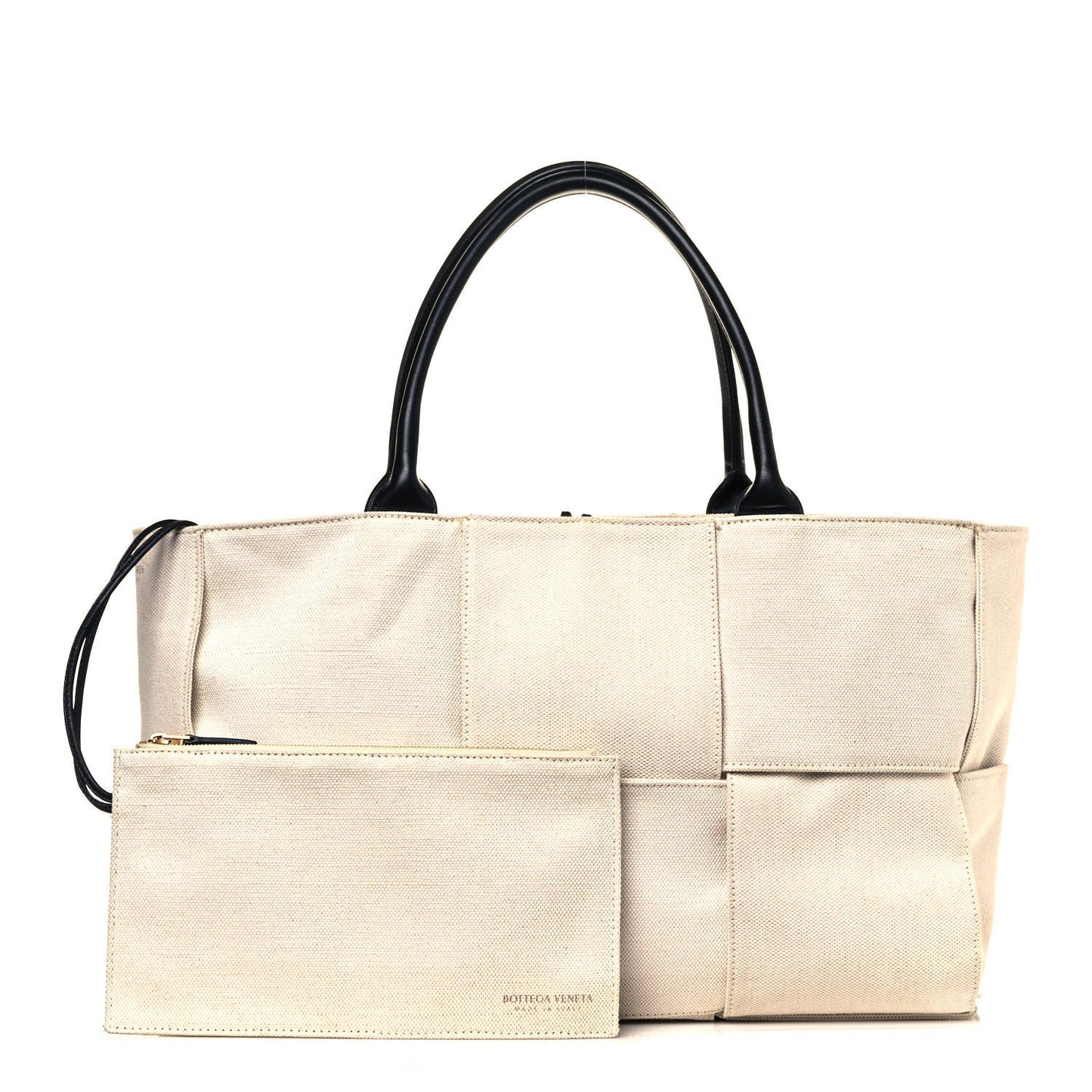 Linen Maxi Intrecciato Arco Tote Natural Black