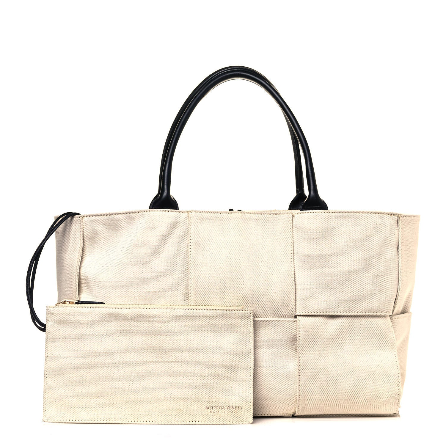 Bottega Veneta Linen Maxi Intrecciato Arco Tote Natural Black 1 of 13