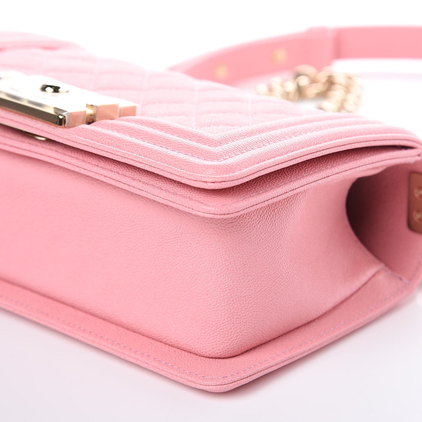 Caviar Quilted Small Boy Flap Pink